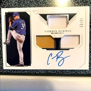 Corbin Burnes 2019 Panini National Treasures Auto Patch  #3/99 CY YOUNG WINNER